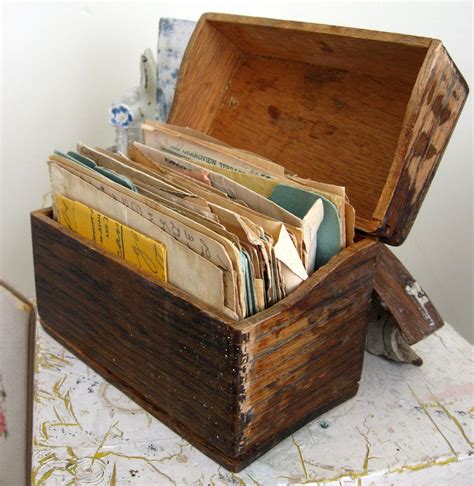 vintage wood recipe box